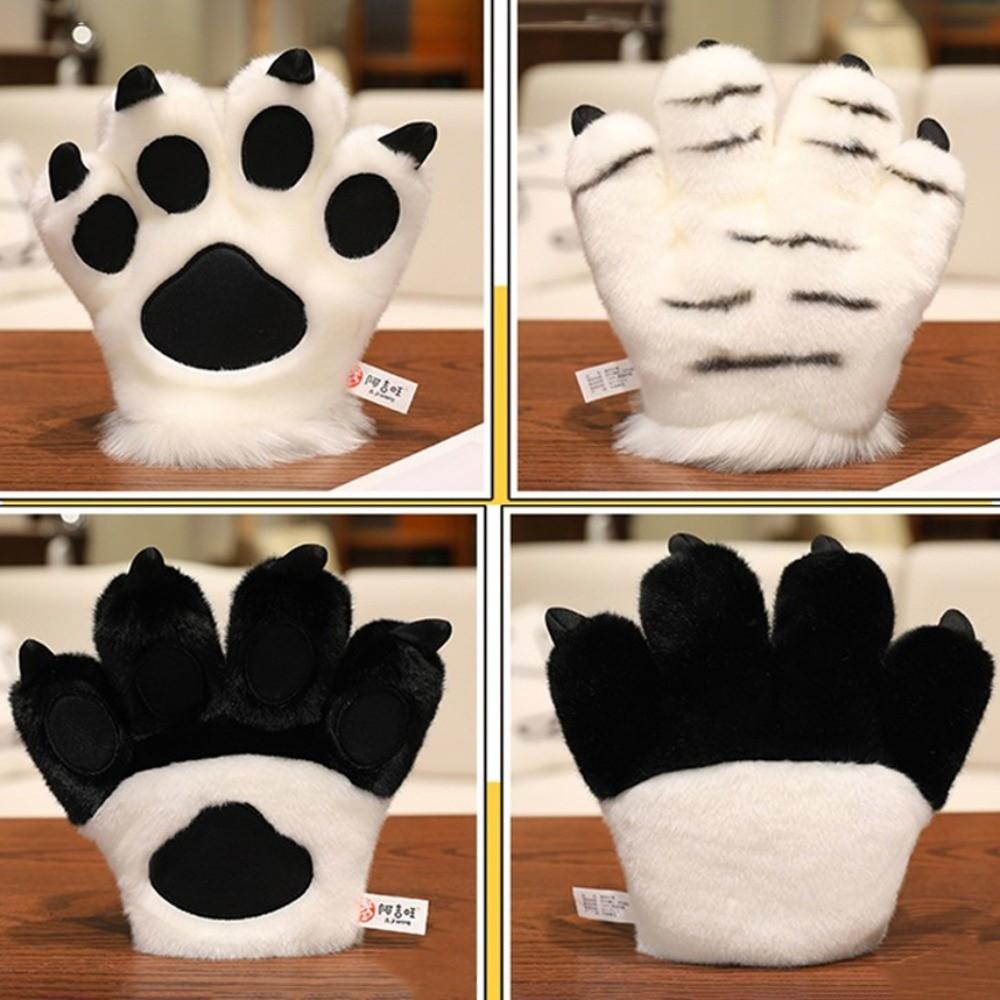 Stuffed Toys Faux Tiger Paw Gloves Furry Texture Bear Paw Plush Gloves  Anime Convention