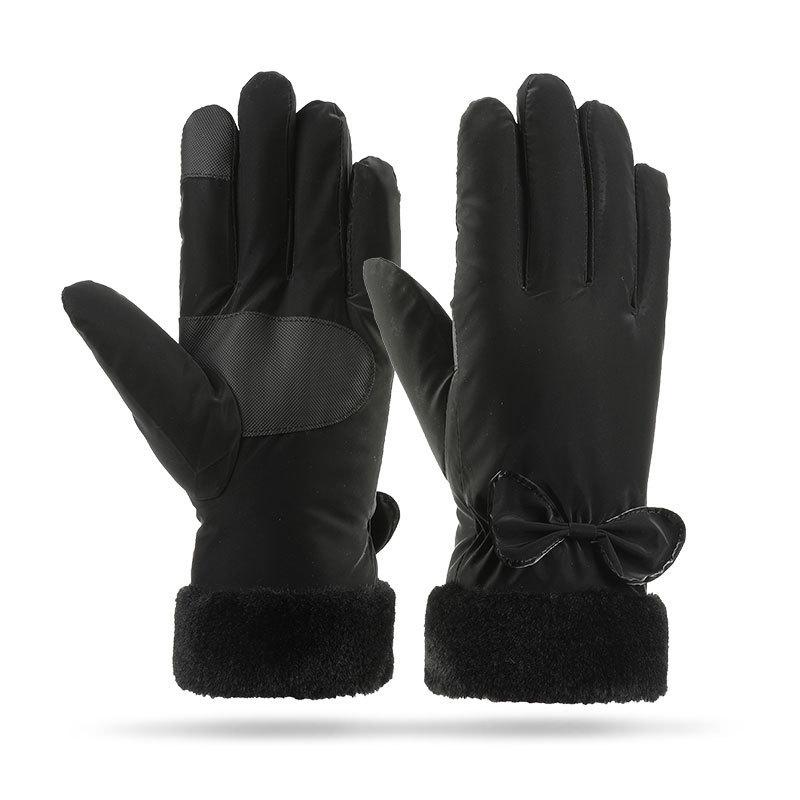 Warm Gloves for Women's Cloud Fleece Gloves Outdoor Cycling Bows Non Slip Students Cold Proof Touch Screen Winter Gloves