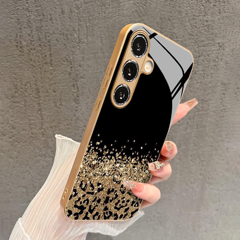 Shining Golden Galaxy Pattern Glass Phone Case for Samsung galaxyS26 S25 S24 S23 S22 S21 S20 FE Ultra Plus5Ganti-fall Back Cover