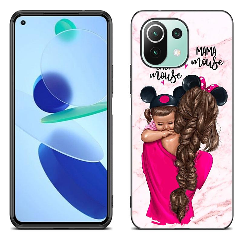 Baby Mom Girl Boy mramorové pouzdro pro Xiaomi Mi 11 Lite NE 11i 10T 11T Pro A2 A3 Lite POCO F3 M3 M4 C31 X3 Pro NFC GT černý kryt