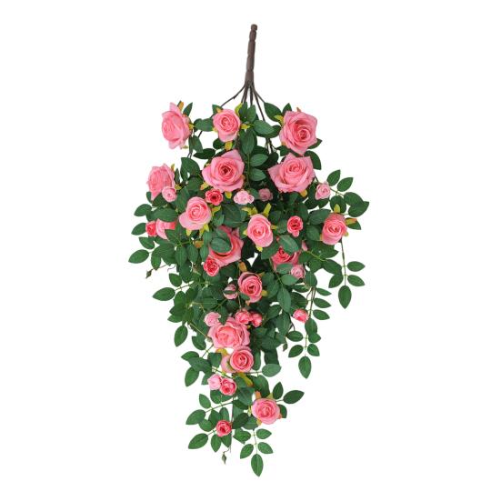 

Artificial Flower Rattan Decoration 6 Head Fake Hanging Rose Vine Plants Faux Silk Flower Rattan for DIY Wedding Room Background Decoration рожевий