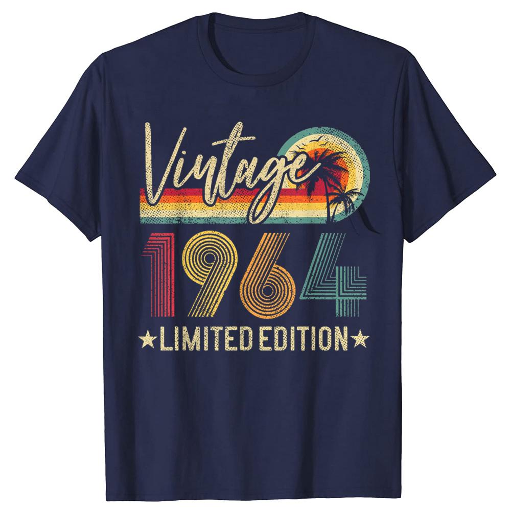 Vintage 1964 62th Birthday Gift 62 Years Old Limited Edition T Shirt Graphic Cotton Streetwear Short Sleeve Summer Style Tshirt