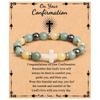 Emperor Stone Pink Zebra Beaded Bracelet with Cross Charm