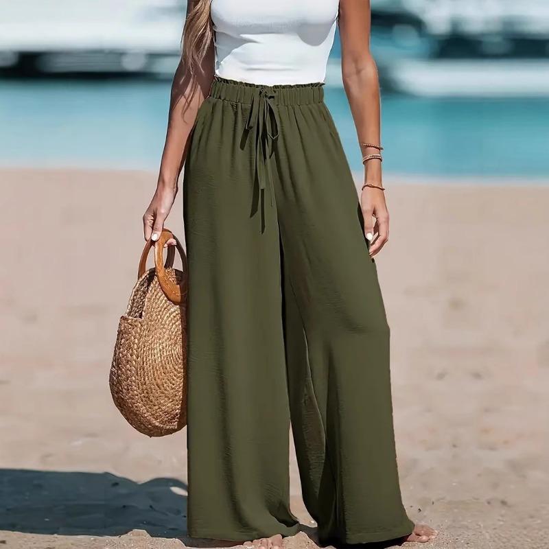 Women's Fashion Drawstring Loose Casual Wide-leg Pants