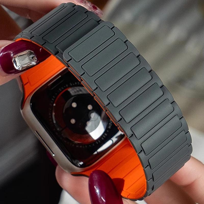 Magnetisches Schlaufenarmband für Apple Watch S10 46mm 42mm 40mm 41mm 45mm 44mm 49mm Silikonarmband für lWatch Series Ultra 2 9 8 7 6 5 4