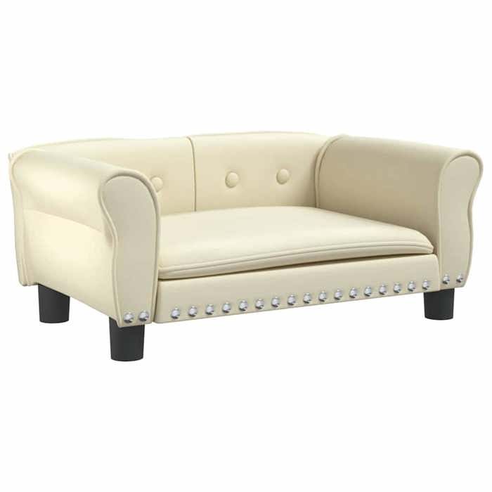 VidaXL Dog Bed, Pet Sofa with Wooden Frame, Basket for Puppies Indoor House, Cream 171832