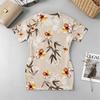 Sweet & Cool Floral V-Neck Short Sleeve Bodycon Dress – Skin-Friendly Slim Fit, Versatile for Beach Vacations & Afternoon Tea