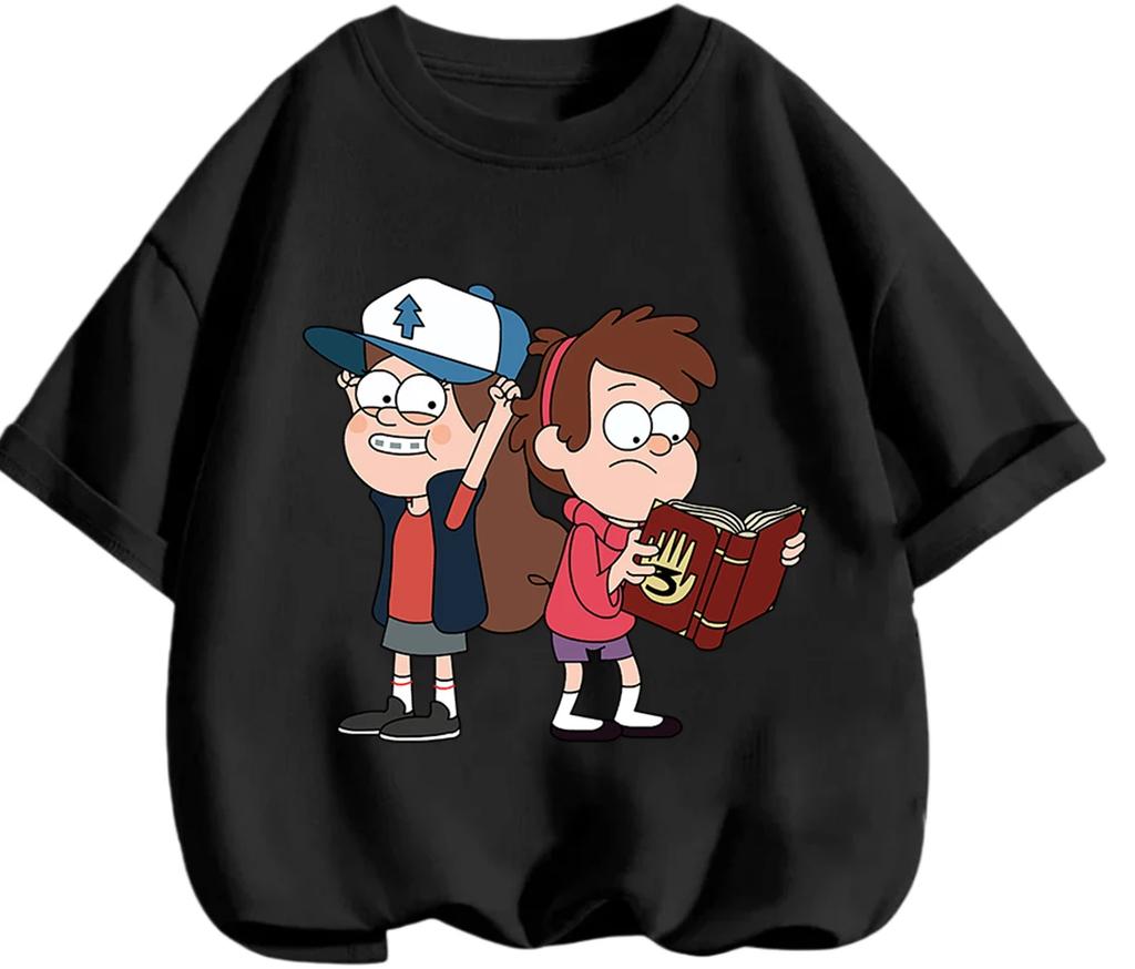 Lovely Cartoon Gravity Falls T Shirt Casual Street Leisure Tops Summer Daily Wear For Little Boys And Girls Kids