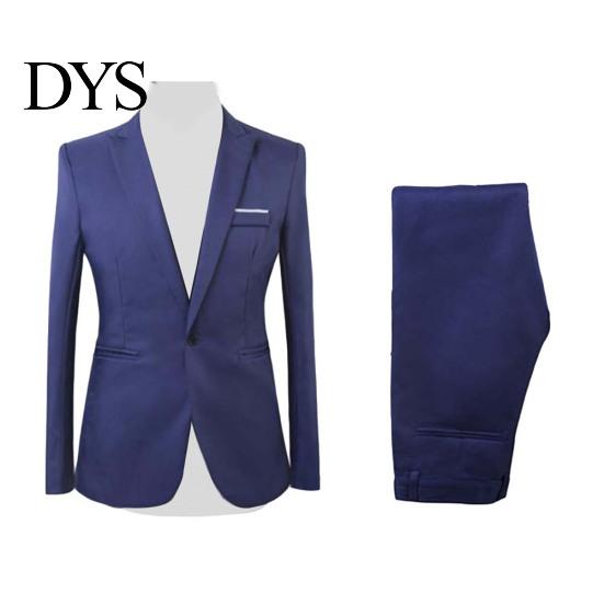 2 Pezzi/Set Uomo Formale Business Festa Tinta Unita Manica Lunga Blazer Abito Pantaloni