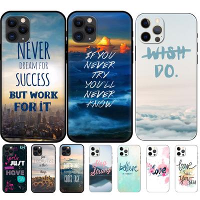 Black Tpu Case for Iphone 5 5s Se 2020 6 6s 7 8 Plus X 10 XR XS 11 12 13 Mini Pro MAX Back Cover Inspirational  Motivational