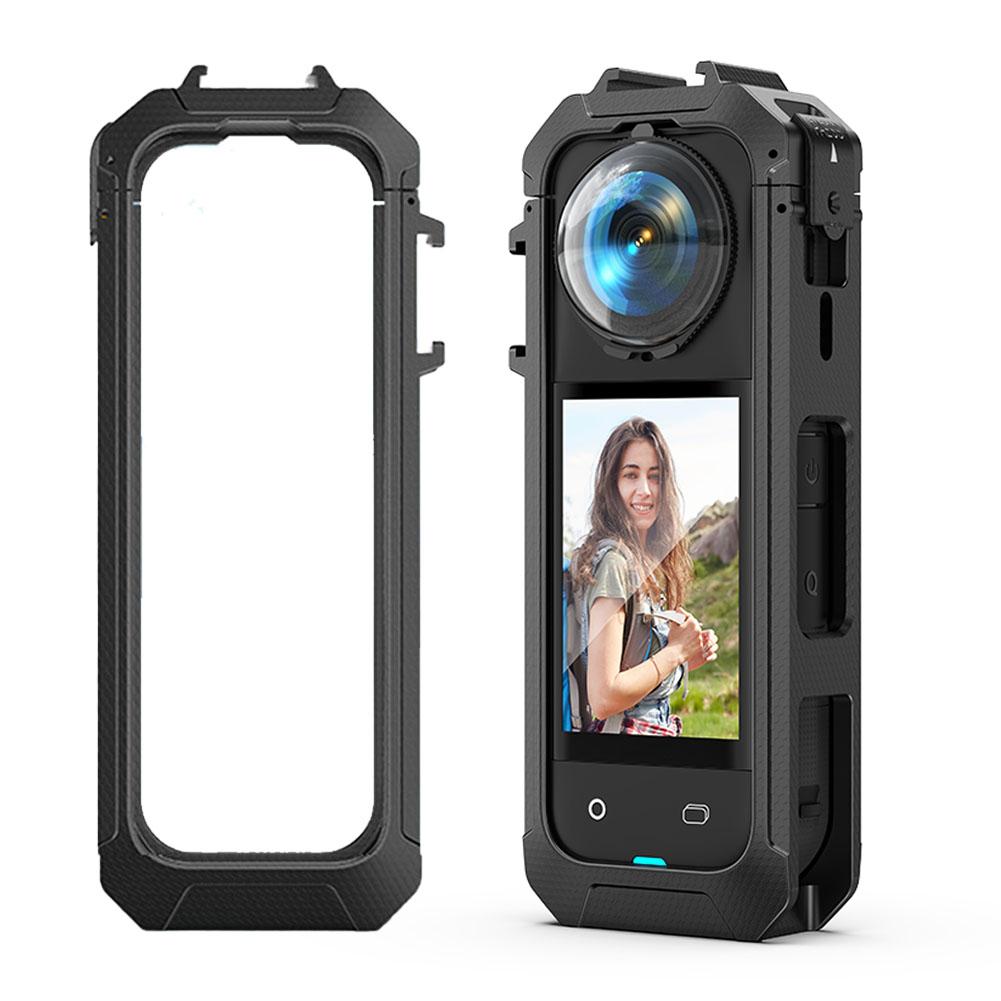 for Insta360 X5 Protective Frame Cage Practical Magnetic Plastic Frame Housing Case with Cold Shoe Mount Quick Release Bracket