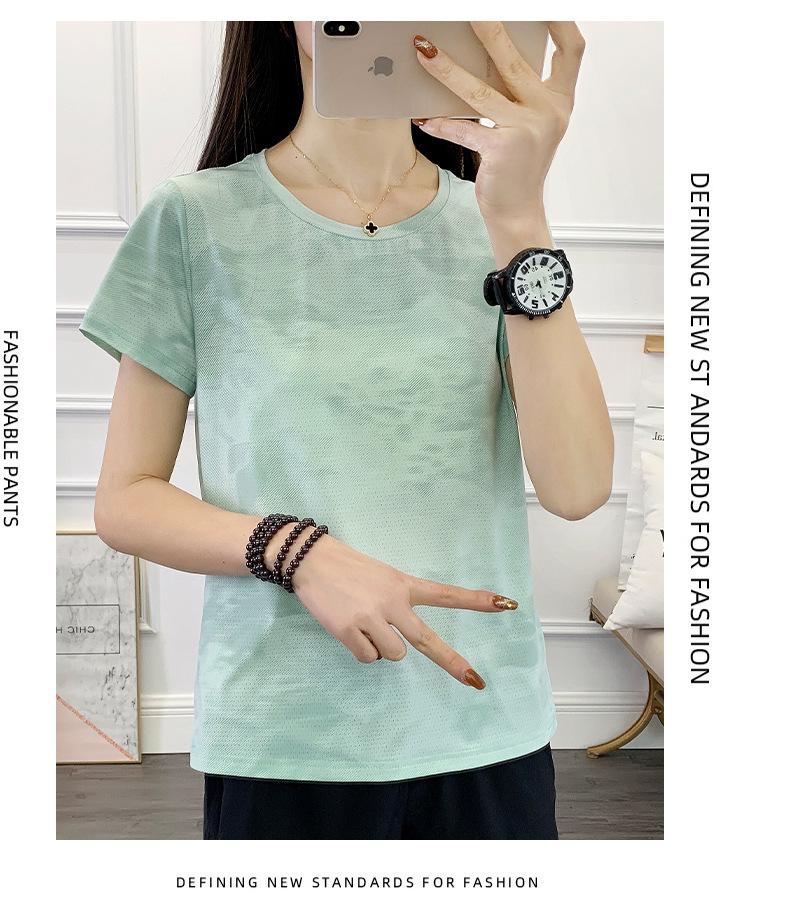 2025 Women's Ice Silk Short Sleeve T-shirt - Lightweight, Breathable & Quick-drying Casual Sportswear