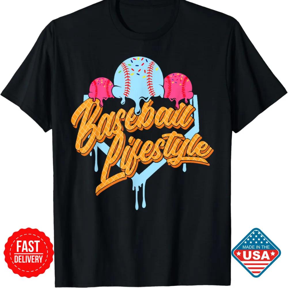 Funny Baseball Lifestyle Home Plate Ice Cream Drip Unisex Tshirt Size S5xl New