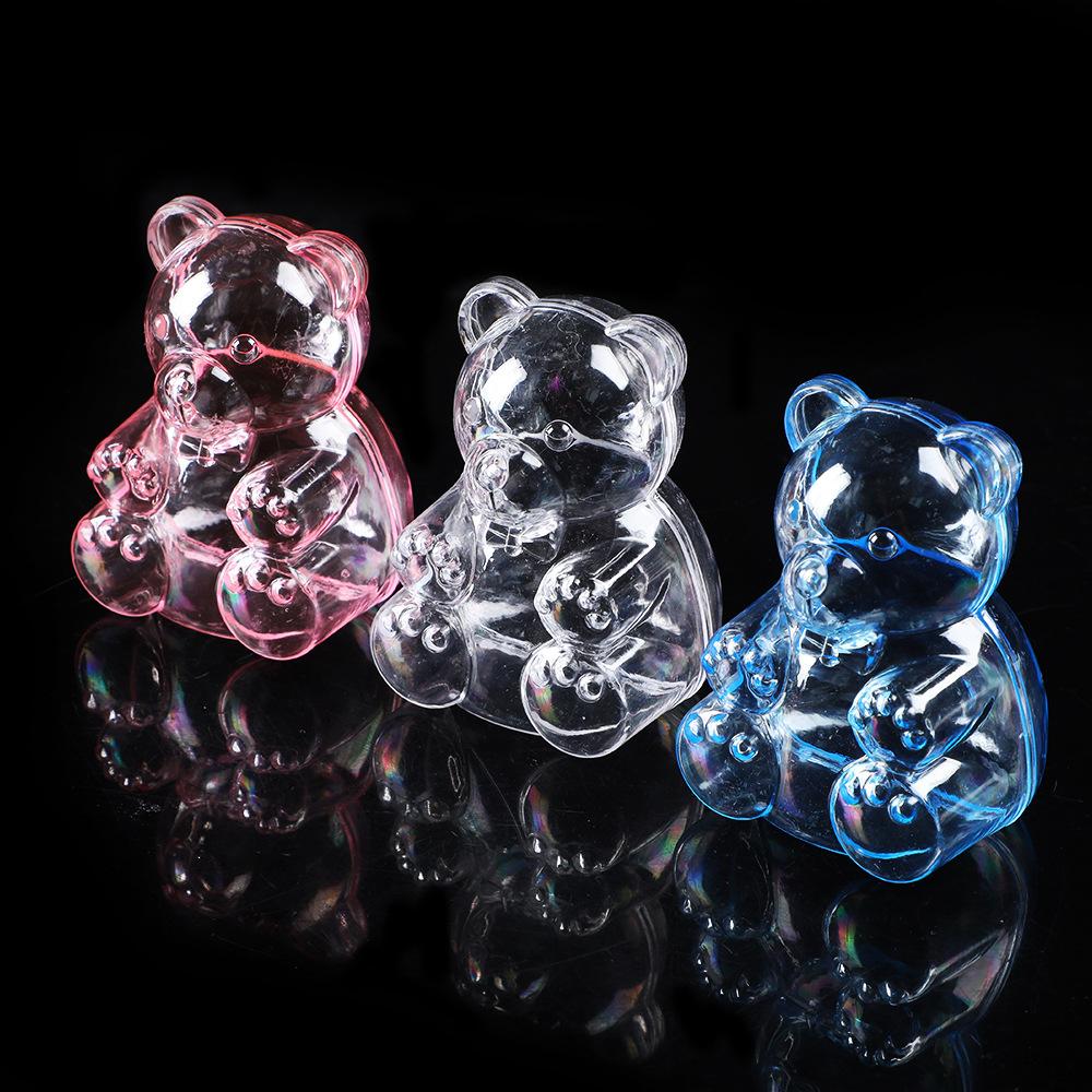 12Pcs Plastic Transparent Bear Tricolor Candy Box for Valentine's Day Wedding Easter New Year Christmas Party Candy Gift Box