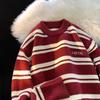 Unisex American Striped Color Block Round Neck Sweater - Autumn/Winter Trendy Knit Pullover