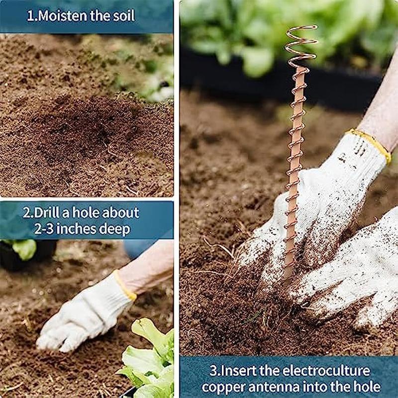 Confezione da 1/4 di Antenna da Giardinaggio in Rame per Elettrocoltura - Filo di Rame Puro, Picchetti da Giardino in Rame per Coltivare Piante (12 pollici)