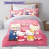 Hello Kitty Cute Pattern Bedding,Quilt Set Quilt Cover Pillowcase Home Birthday Gift(1 * Duvet Cover + 2 * Pillowcase, Without Core)