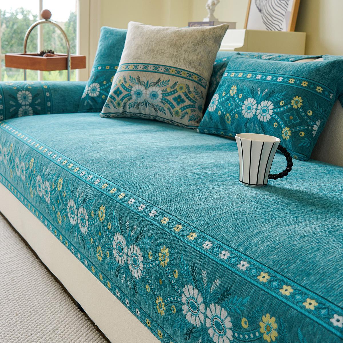 

1 шт. Чехол на подушку для дивана в стиле бохо из шенилла - Машинная стирка, Подходит для домашних животных, Цельный дизайн, Цифровая печать, Полиэстер, Подходит для кресел и секционных диванов 90 * 160cm Single Pack