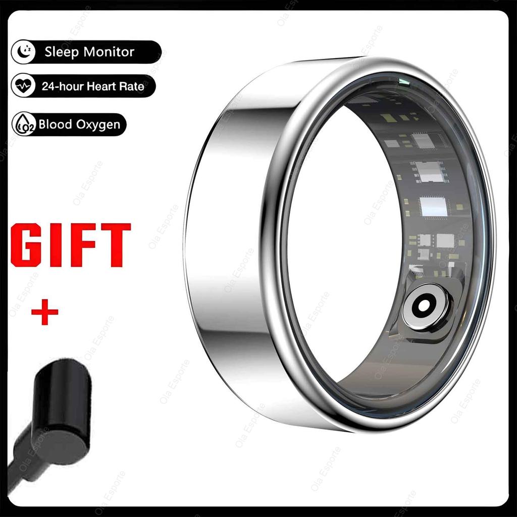 New Multi-Functional Smart Ring Men Women With Charging Case Heart Rate Blood Oxygen Monitoring Waterproof For Android iOS
