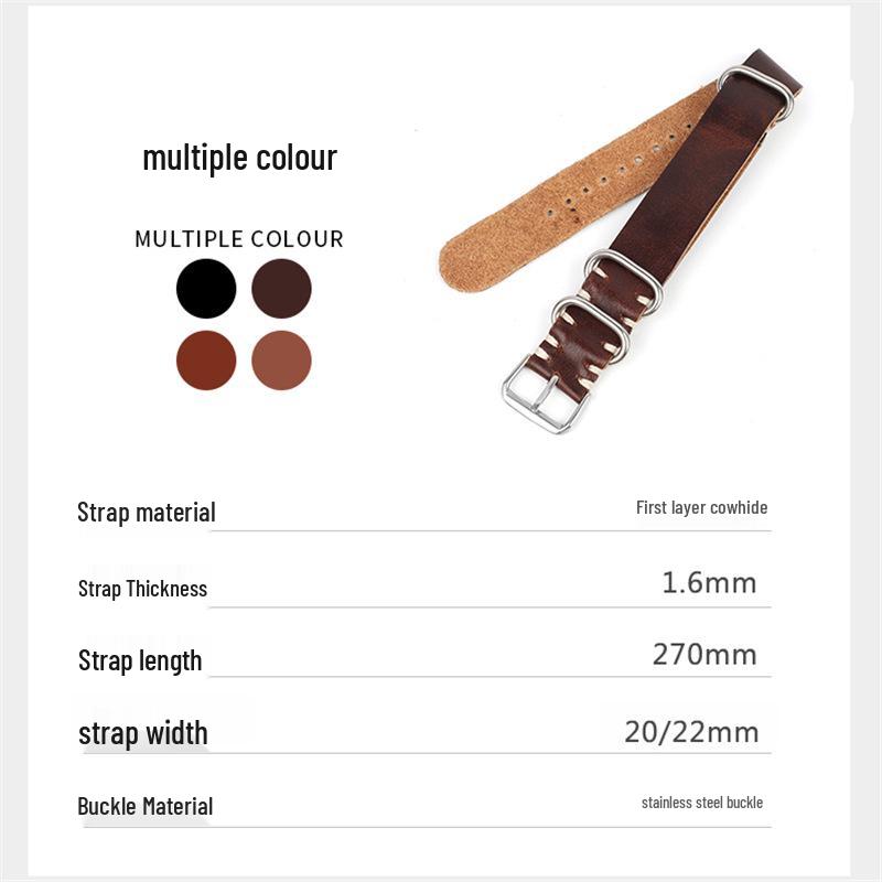 Pulseira de Relógio de Couro Genuíno Costurada à Mão - Pulseira de Couro de Vaca Premium