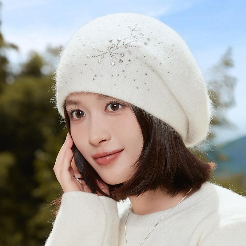 

Элегантные вязаные береты, классические однотонные шляпы художника, эластичные, утепленные, береты для женщин, осень и зима ONE SIZE белый