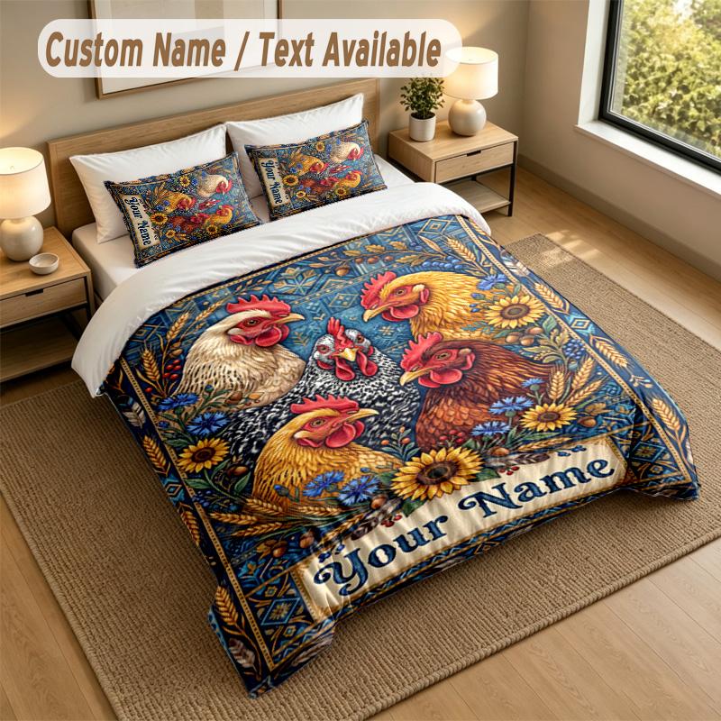 Floral Garden Theme Personalized 3Pcs Bedding Set Custom Text & Name 1 Sheet 2 Pillowcases Household Bedding 1pc