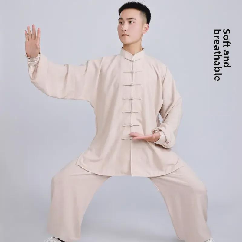 Xiaoheshan Men's & Women's Spring/Autumn Tai Chi Martial Arts Cotton-Linen Clothing for Middle-Aged & Elderly