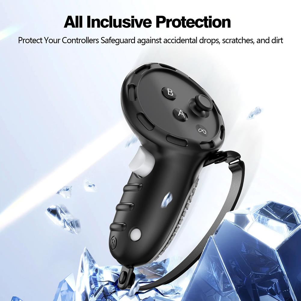 Silicone Controller Grips with Adjustable Knuckle Straps Non-Slip Handle Protective Cover Handle Case for Meta Quest 3S/Quest 3