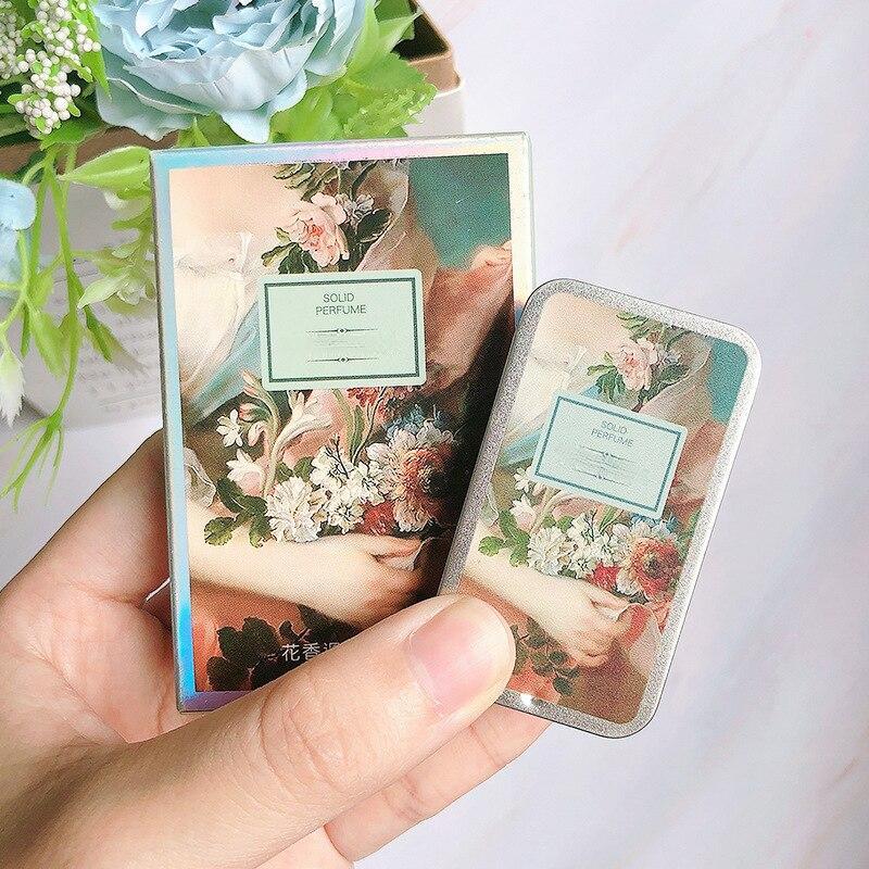 Kwiatowo-owocowy zapach stałe perfumy kwiatowy krem ​​woda feromonowa kobiety Soild Feminino przenośne pudełko kobiece metalowa obudowa