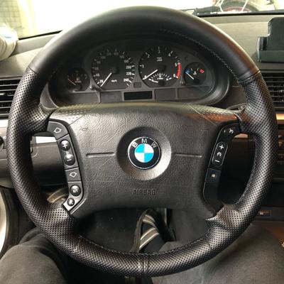 Capa de volante de carro trançada de couro preto antiderrapante para BMW E36 1995-2000 E46 1998-2004 E39 1995-2003 X3 E83 X5 E53
