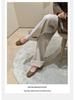 Autumn Round Toe Suede Commuter Flats: Elegant Square Buckle Design for Women