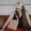 No.03 / Checks Bag _ Mandarin (Checks Checkerboard Crochet Knit Bag)