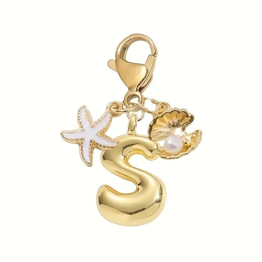 Golden 26 Letters Keychain Retro Backpack Pendant Unisex Bag Charm Friends