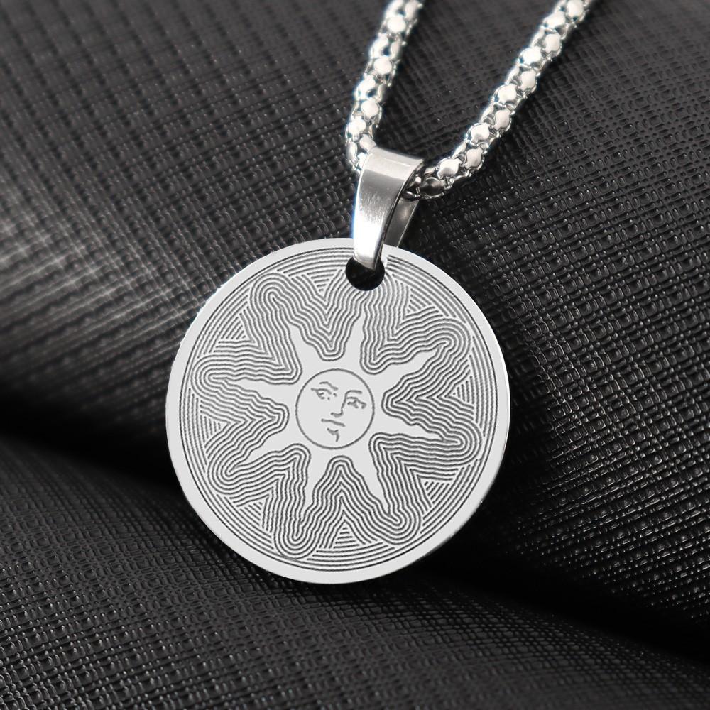 Nerezový náhrdelník Dark Soul Sun God Přívěsek Osobnost Pop Hip Hop Pánské šperky
