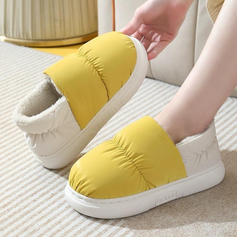 Cotton Slippers Home Indoor Winter Warm Plush Slippers Women's Candy Color Couple Bag and Cotton Mop Men's Outer Wear