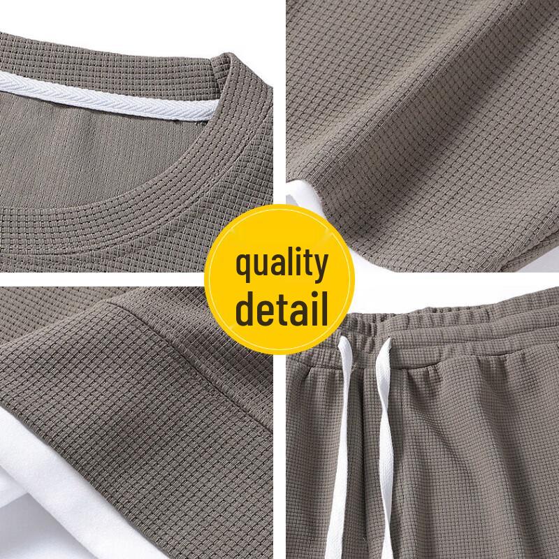 MiiOW Men's Waffle Short Sleeve T-Shirt & Shorts Set