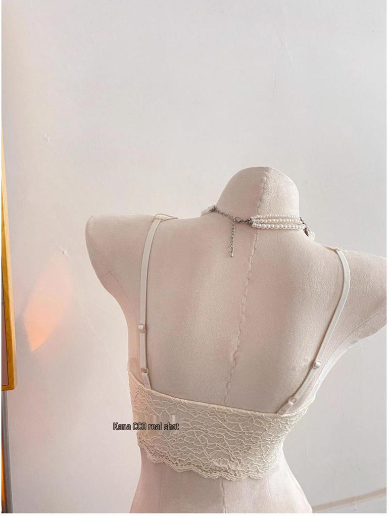 Elegant Lace Wireless Padded Bra – Chic French Vest Style