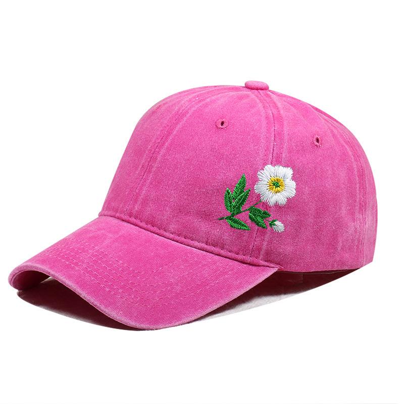 Embroidered Flower Diy Hat Soft Top Outdoor Sun Protection Casual Cotton Baseball Cap Fashionable Spring Summer Hat For Girls