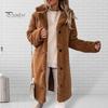 Trench da donna in peluche addensato soprabito Autunno inverno monopetto Teddy Jacket stile lungo Outwear Streetwear