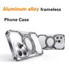 For iPhone 16 15 14 Pro Max Phone Case 360 Rotating Bracket Magnetic Rimless Metal Aluminum Alloy Shockproof Protection Cover