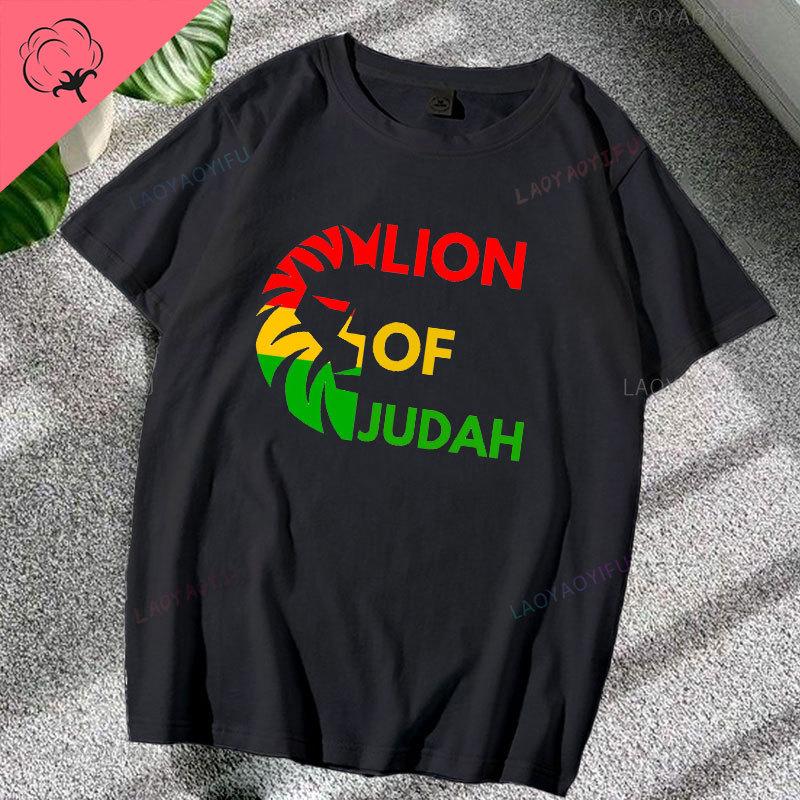 T-shirt Leone Rasta Giuda Cuffie Rastafariano Giamaicano Zion Uomo Cotone di Alta Qualità Canottiera Casual Traspirante Abbigliamento Street