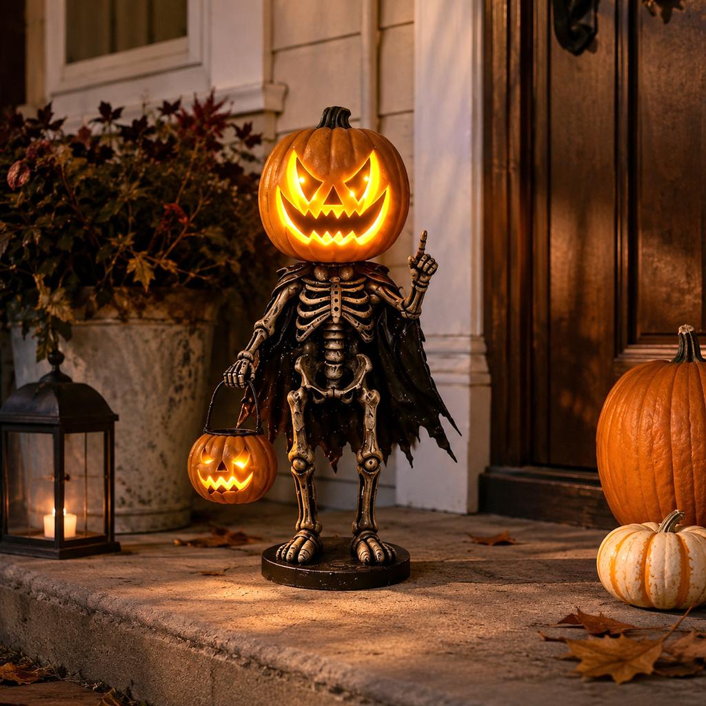 Decorazione Luce Zucca Scheletro da Esterno per Halloween per Cortile Giardino Patio Festa