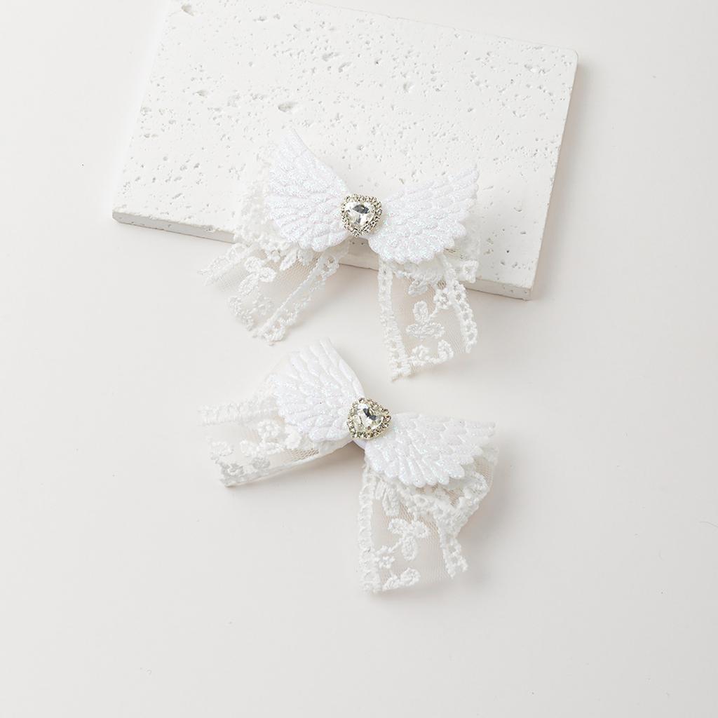 Flat Clip Hairpin Wing Studded Balletcore Headwear Bunches Clip Elegant Rhinestones Bowknot Hair Clip Photo Props
