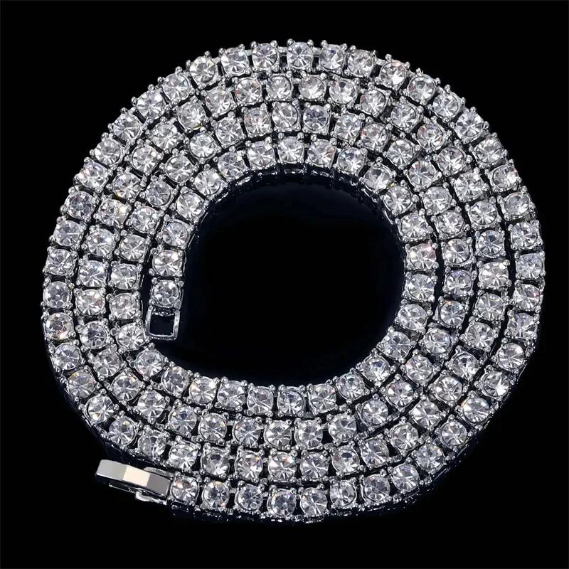 

Necklace Gold Plated Round Cubic Zircon Cut Rhinestones Tennis Chain Iced Out Bracelet Fashion Hip-Hop Choker Jewelry 16inch(40cm)