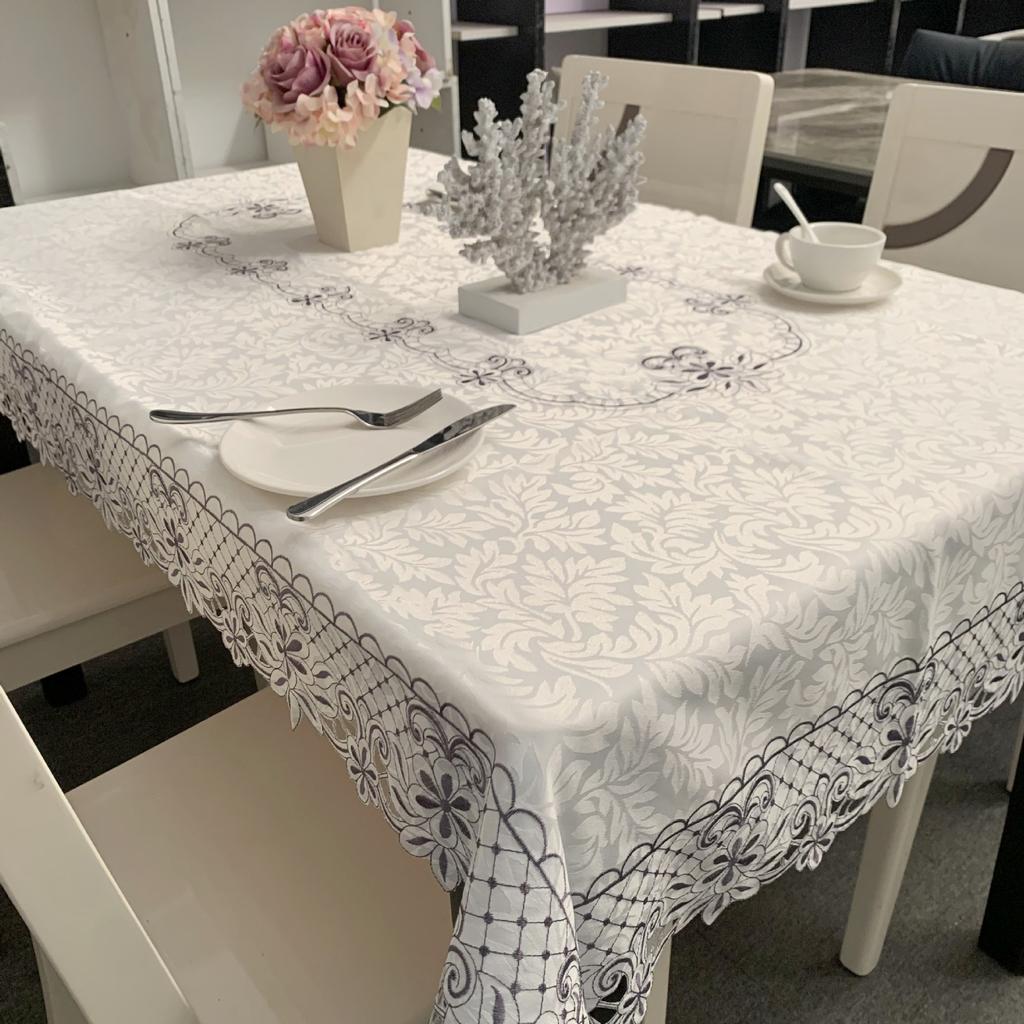European Embroidered Tablecloth Polyester Jacquard Fabric Rectangular Plaid Lace Ins Wind Home Coffee Table Tablecloth