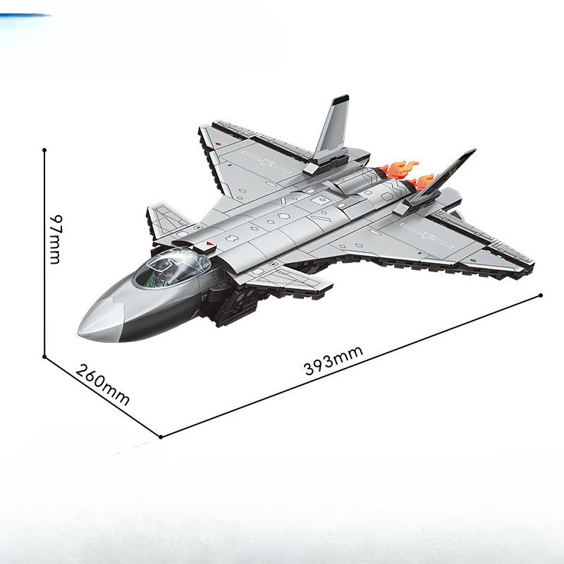 576pcs Military Series Air Force J-20 Stealth Fighter Children's Building Block Toys No Box