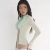 2022 Women Feather Fur Mesh Lace Up Backless Long Sleeve Cut Out Shirt Slim Sexy Party Club Streetwear Summer Y2K Crop Top