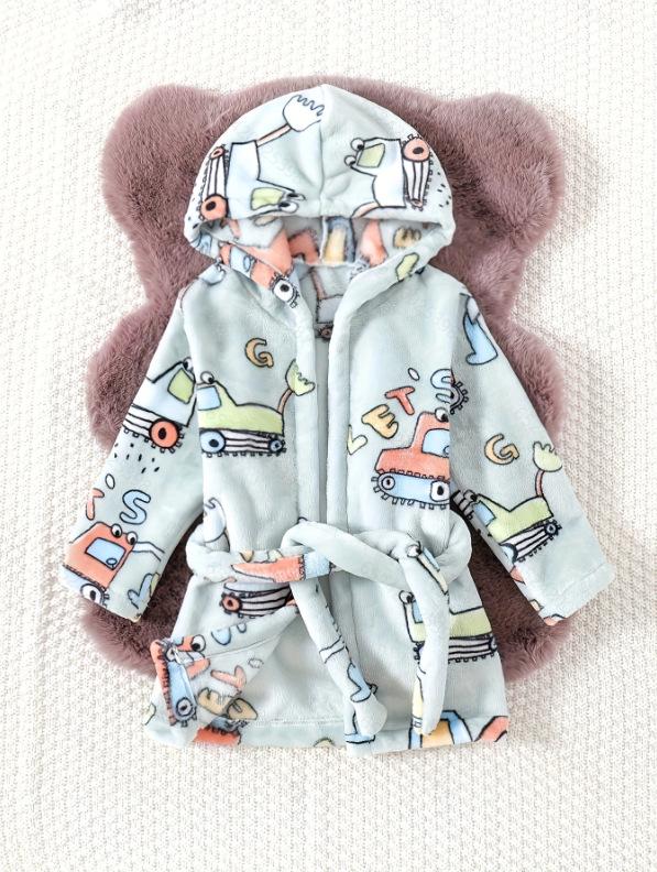 Children's Thickened Coral Fleece Robe – Flannel Bathrobe for Boys & Girls, Infant to Medium Sizes, Suitable for All Seasons