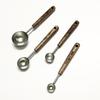 Multifunctional Oak-Handled Stainless Steel Measuring Spoon for Kitchen Baking