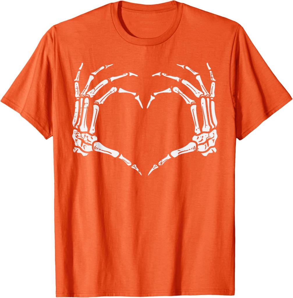 Happy Skeleton Hands Heart Sign Retro Halloween Unisex T-Shirt